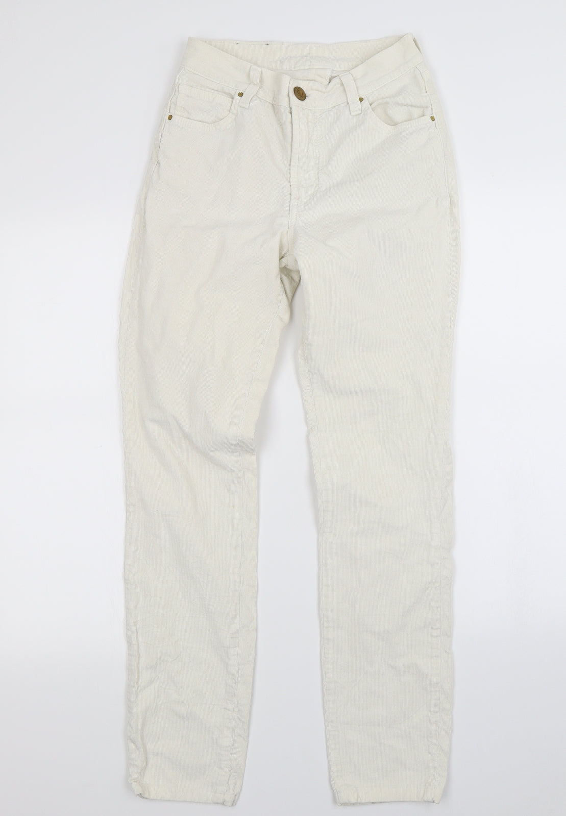 Womens UK Size M Preworn Regular Fit Straight White Jeans