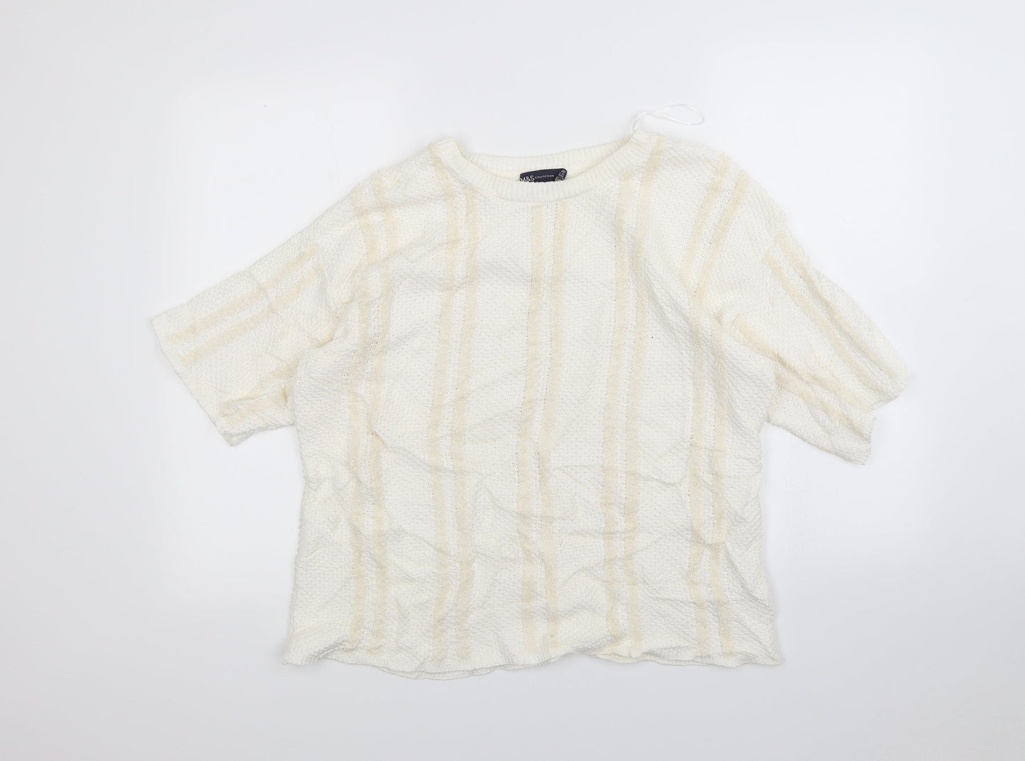 M&S Womens Ivory Striped  Pullover Jumper Size 16