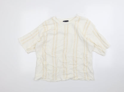 M&S Womens Ivory Striped  Pullover Jumper Size 16