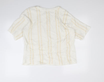 M&S Womens Ivory Striped  Pullover Jumper Size 16