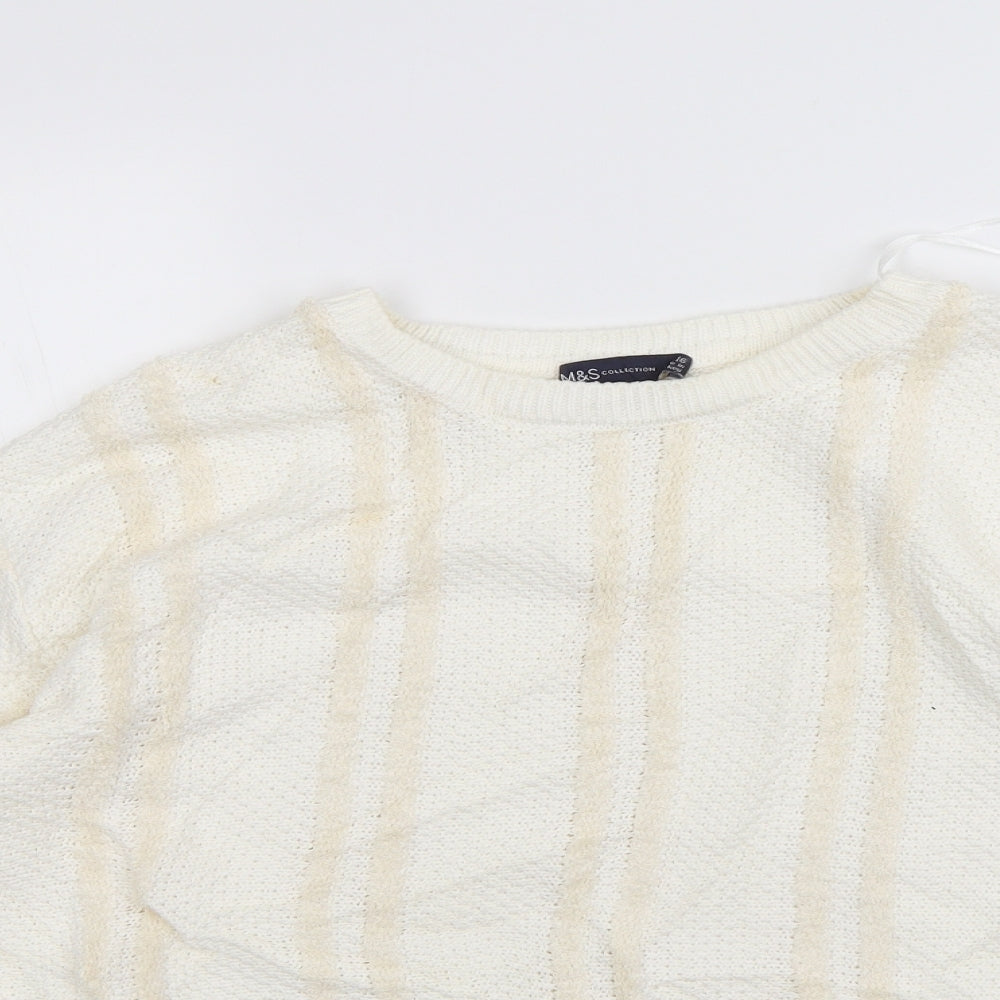 M&S Womens Ivory Striped  Pullover Jumper Size 16