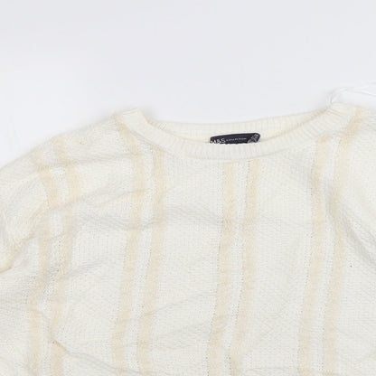 M&S Womens Ivory Striped  Pullover Jumper Size 16