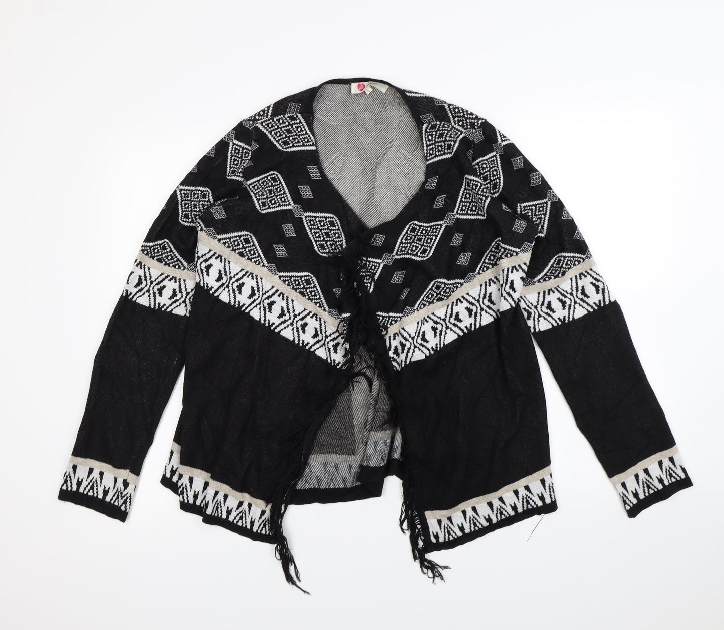 Koton Womens Black Striped  Cardigan Jumper Size L