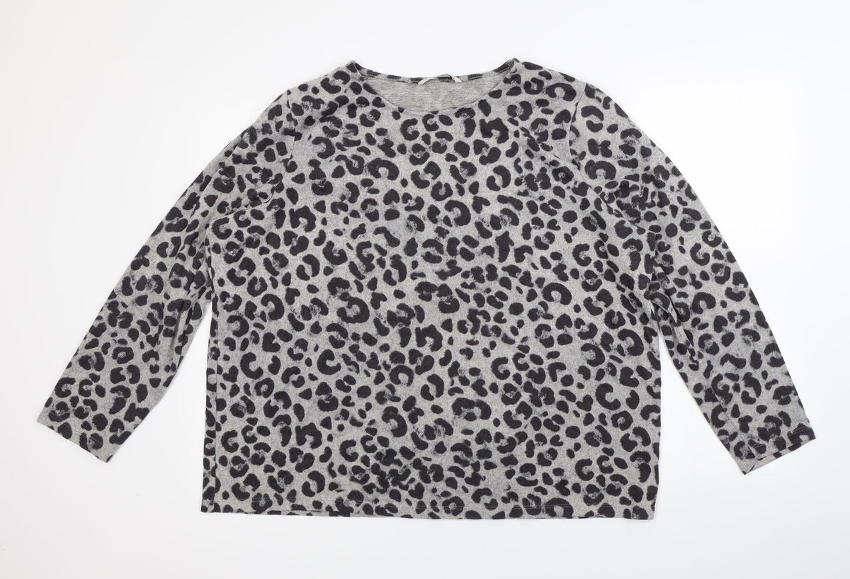 Tu Womens Grey Animal Print  Pullover Sweatshirt Size 2
