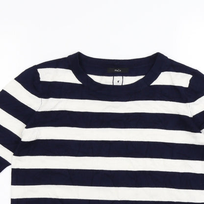 M&Co Womens Blue Striped  Pullover Sweatshirt Size 10