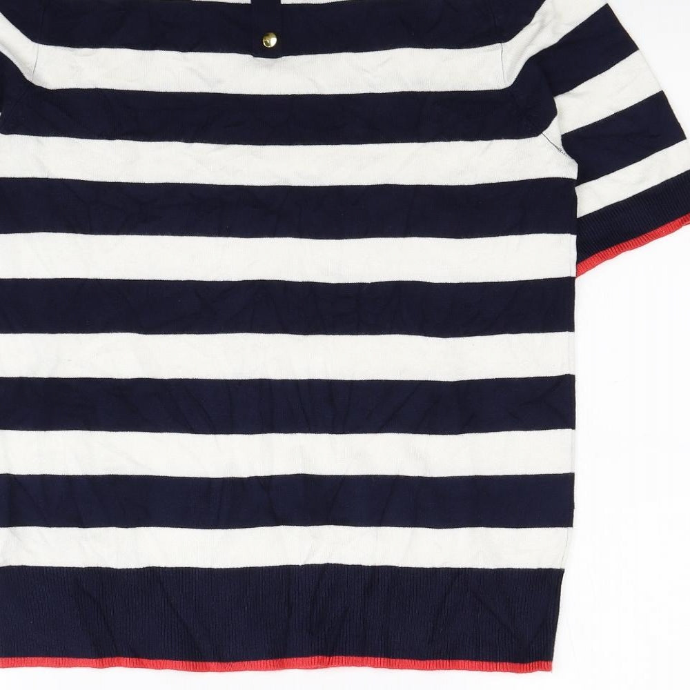 M&Co Womens Blue Striped  Pullover Sweatshirt Size 10