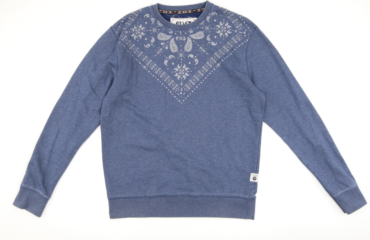 FLY53 Mens Blue Paisley  Pullover Sweatshirt Size XL