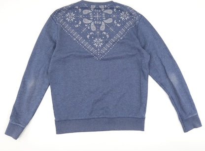FLY53 Mens Blue Paisley  Pullover Sweatshirt Size XL