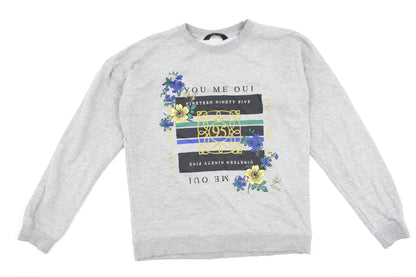 New Look Womens Grey Floral  Pullover Sweatshirt Size 10  - graphic