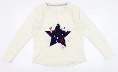 Matalan Womens White  Fleece Top Pyjama Top Size M  - Star