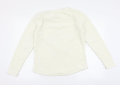 Matalan Womens White  Fleece Top Pyjama Top Size M  - Star