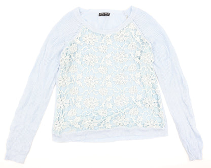 Select Womens Blue Floral  Pullover Jumper Size 18