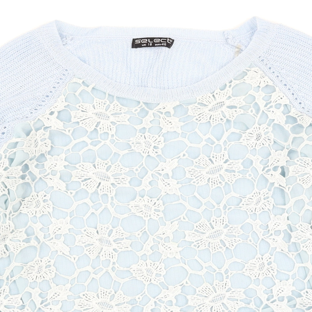 Select Womens Blue Floral  Pullover Jumper Size 18