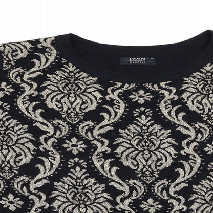 Papaya Womens Black Geometric  Pullover Jumper Size 16