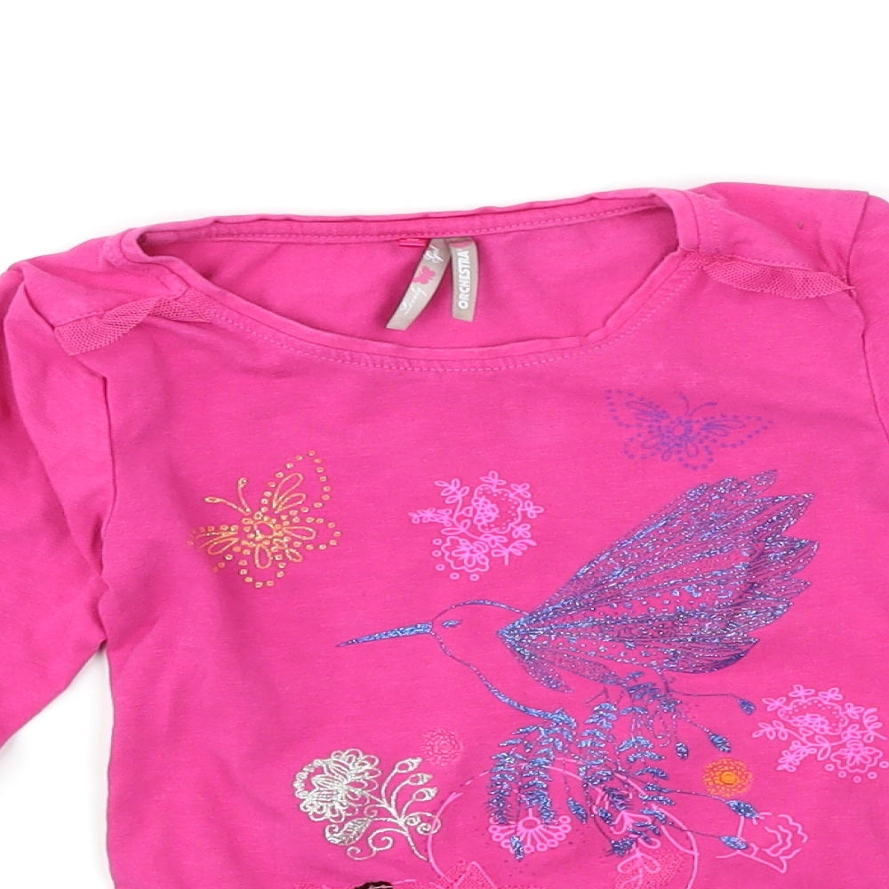 Orchestra Girls Pink Floral  Basic T-Shirt Size 4 Years  - bird