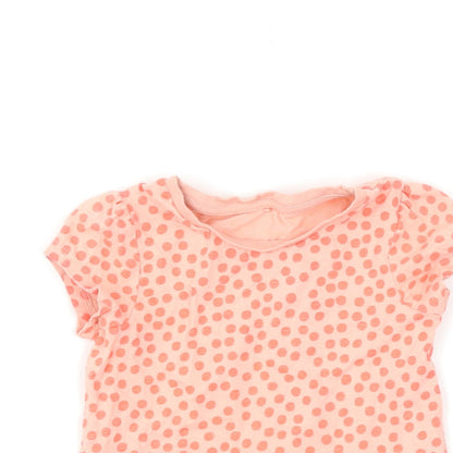 George Girls Pink Polka Dot  Basic T-Shirt Size 2-3 Years