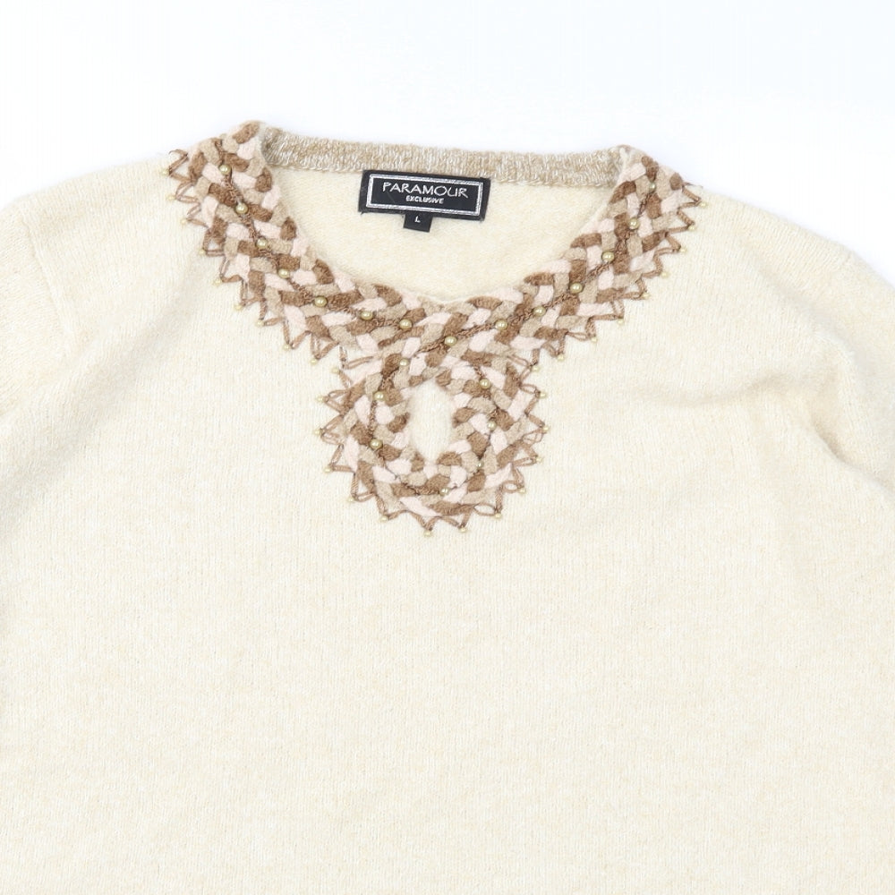 Paramour Womens Brown  Knit Pullover Jumper Size L