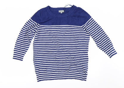 Joseph A Womens Blue Striped  Pullover Jumper Size L