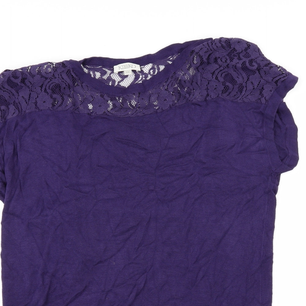 Kaliko Womens Purple   Pullover Jumper Size 12  - Lace Detail