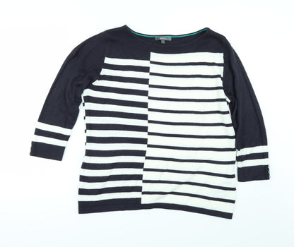 Per Una Womens Blue Striped  Pullover Jumper Size 14