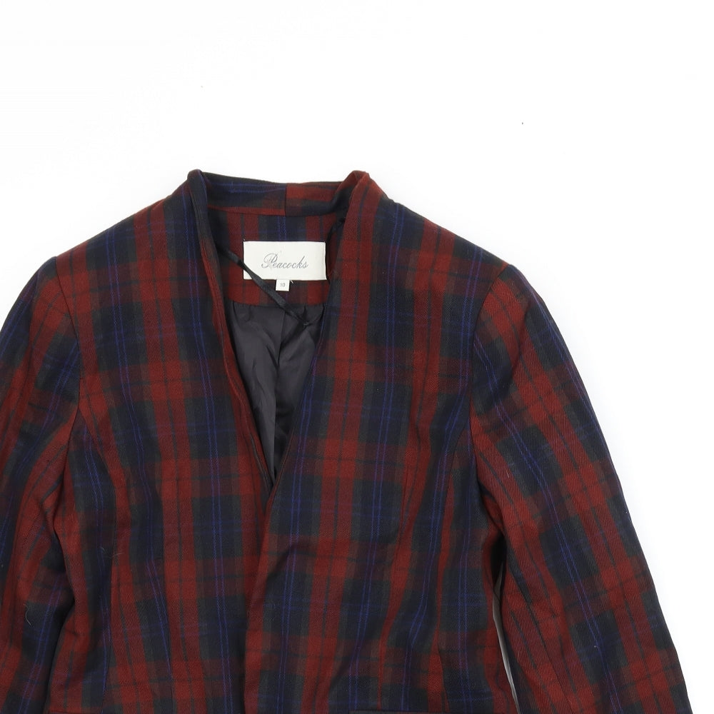 Peacocks Womens Red Plaid  Jacket  Size 10