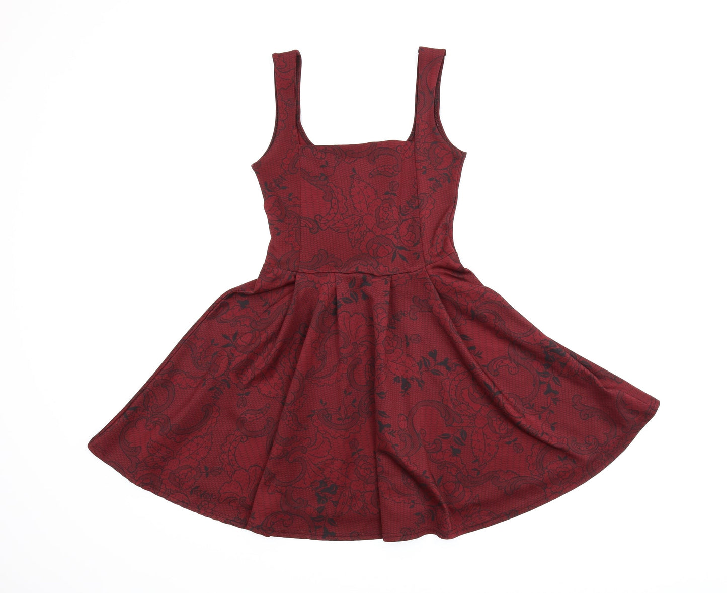 Boohoo Womens Red Floral  Trapeze & Swing  Size 8