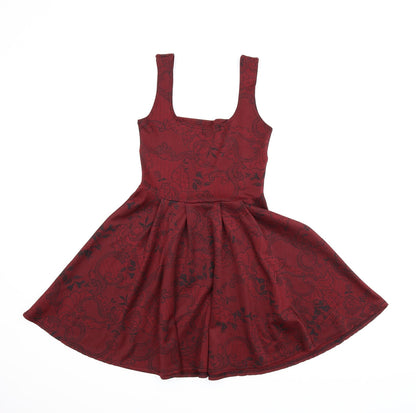 Boohoo Womens Red Floral  Trapeze & Swing  Size 8