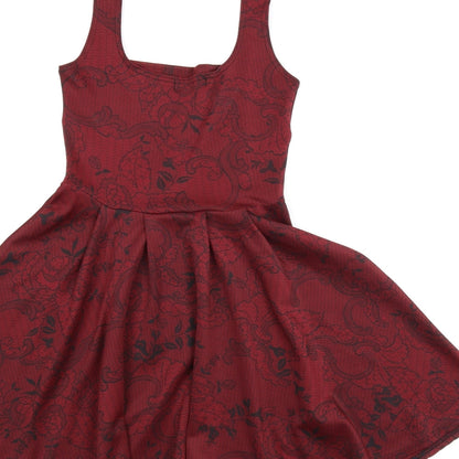 Boohoo Womens Red Floral  Trapeze & Swing  Size 8