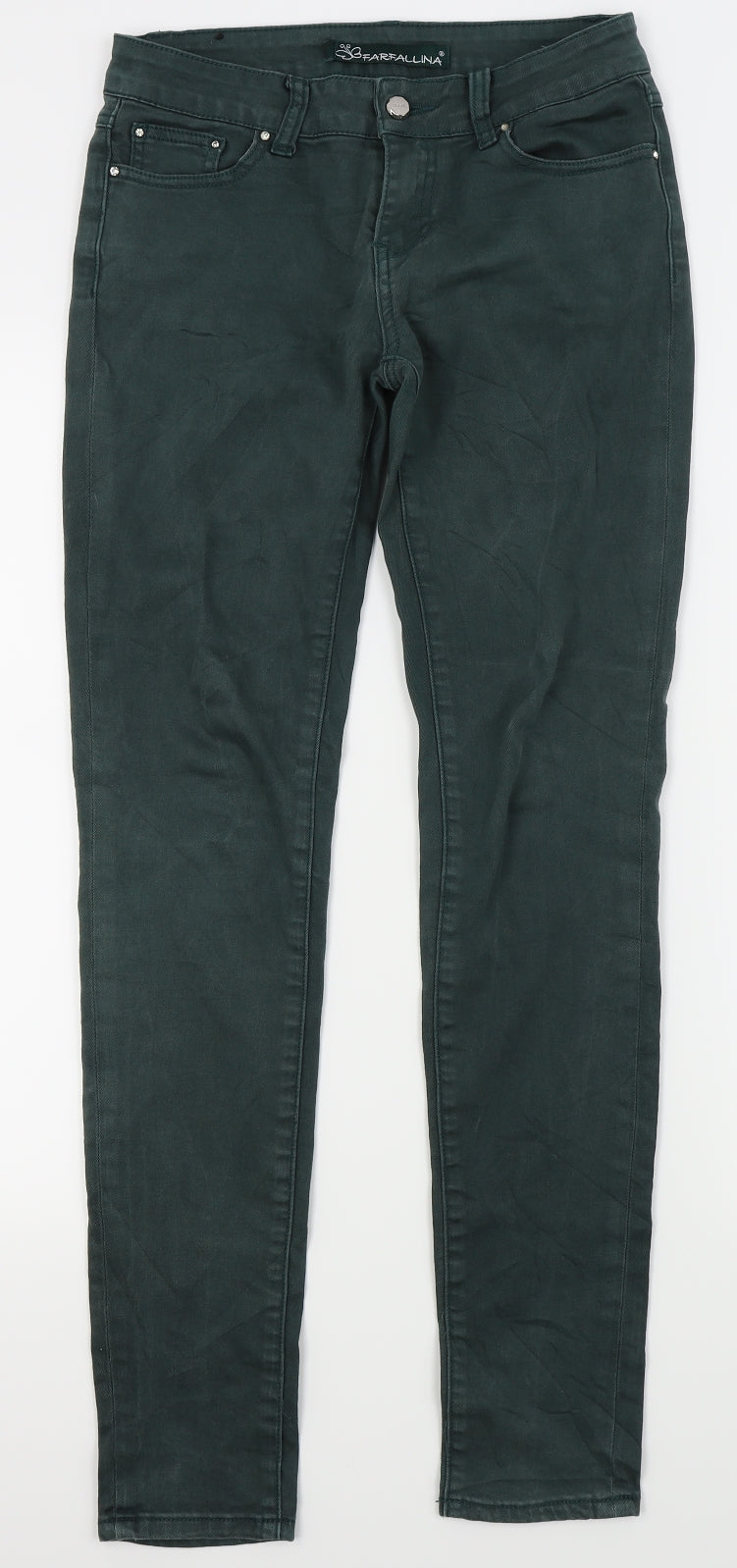 farfallina Womens Green   Skinny Jeans Size 14 L20 in
