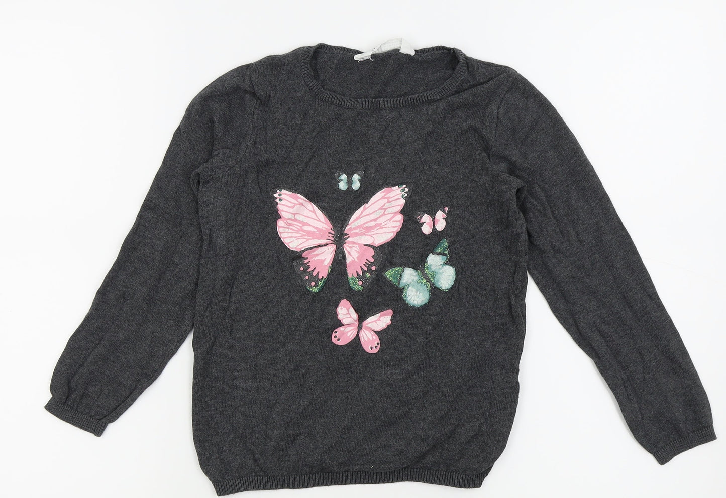 H&M Girls Green   Pullover Jumper Size 6-7 Years