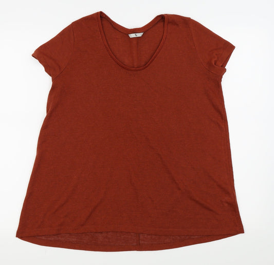 TU Womens Red Houndstooth  Basic T-Shirt Size 12