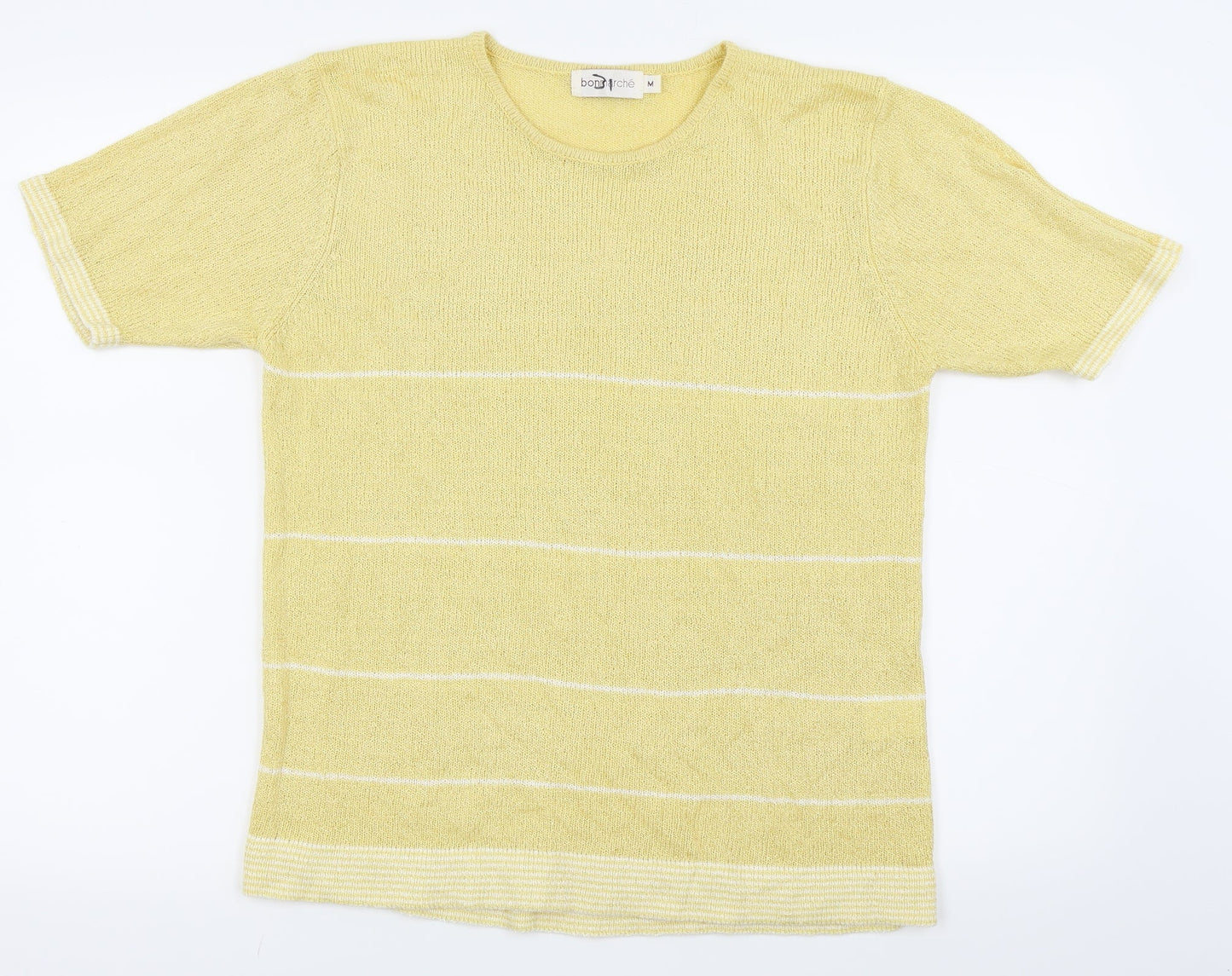 bonmarche Womens Yellow Striped  Basic T-Shirt Size M