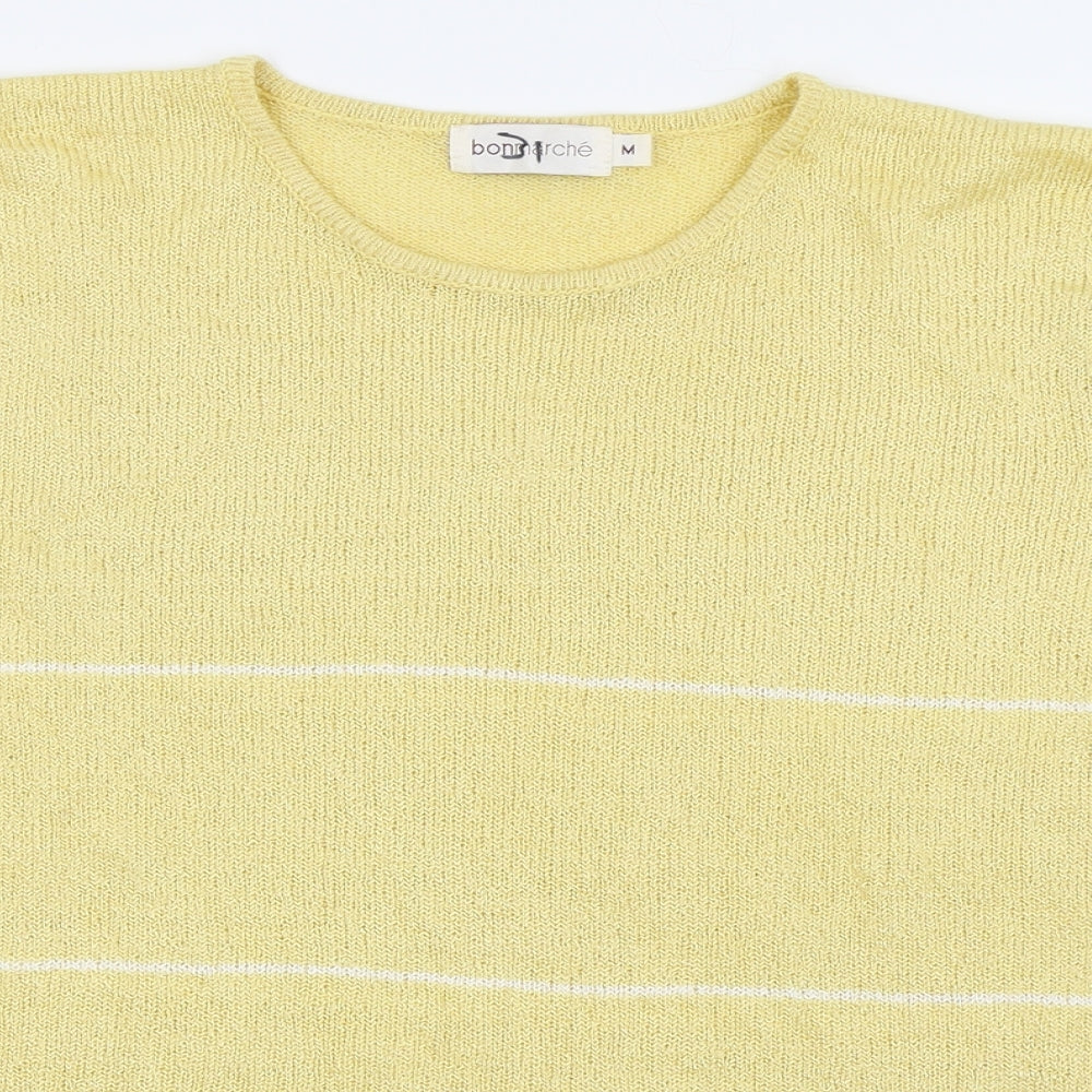 bonmarche Womens Yellow Striped  Basic T-Shirt Size M