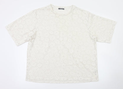 Womens UK Size 16 South Silver Basic T-Shirt