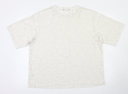Womens UK Size 16 South Silver Basic T-Shirt