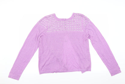 Be Beau Womens Purple   Pullover Jumper Size 18  - open back