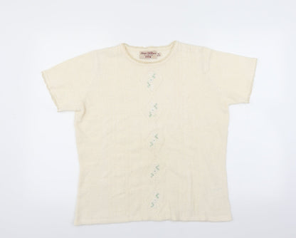EWM Womens Ivory   Pullover Jumper Size M  - Floral embroidery