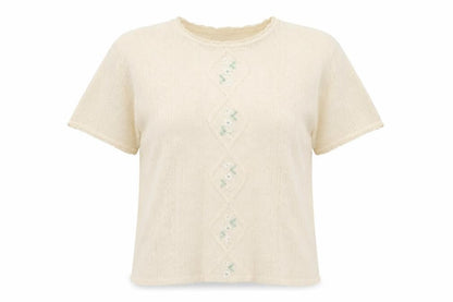 EWM Womens Ivory   Pullover Jumper Size M  - Floral embroidery