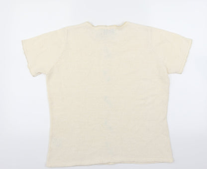 EWM Womens Ivory   Pullover Jumper Size M  - Floral embroidery