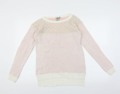 ASOS Womens Pink   Pullover Jumper Size 6  - lace neckline detail