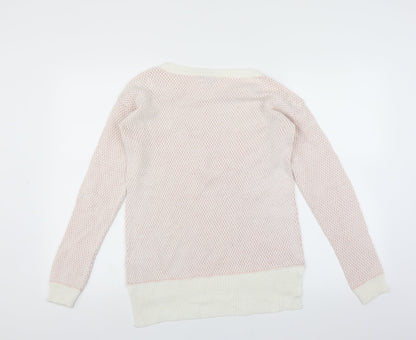 ASOS Womens Pink   Pullover Jumper Size 6  - lace neckline detail