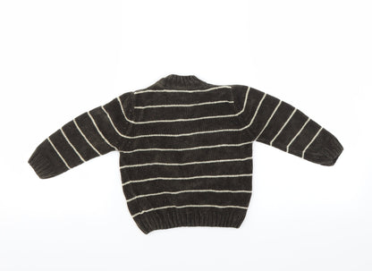 Mothercare Boys Brown Striped  Pullover Jumper Size 2-3 Years