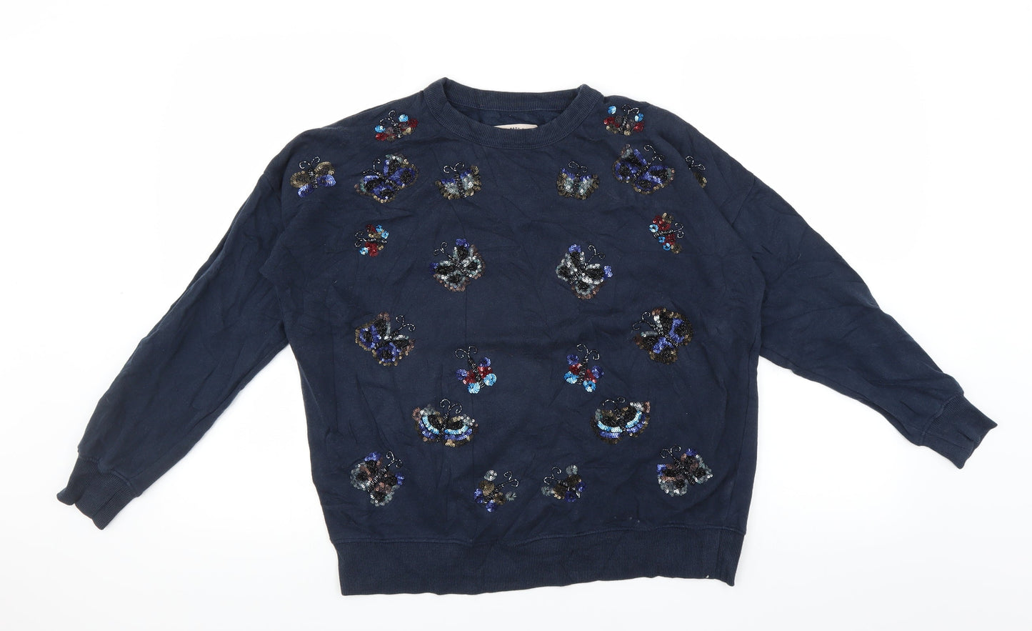 Womens UK Size S Pull&Bear Blue Pullover Sweatshirt