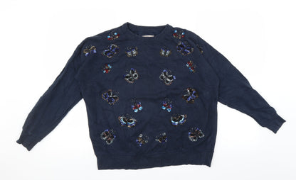 Womens UK Size S Pull&Bear Blue Pullover Sweatshirt