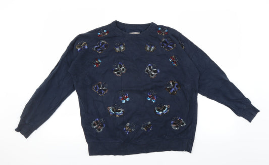 Womens UK Size S Pull&Bear Blue Pullover Sweatshirt