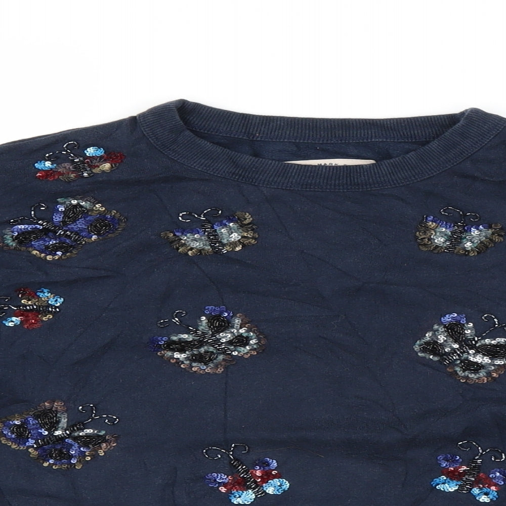 Womens UK Size S Pull&Bear Blue Pullover Sweatshirt