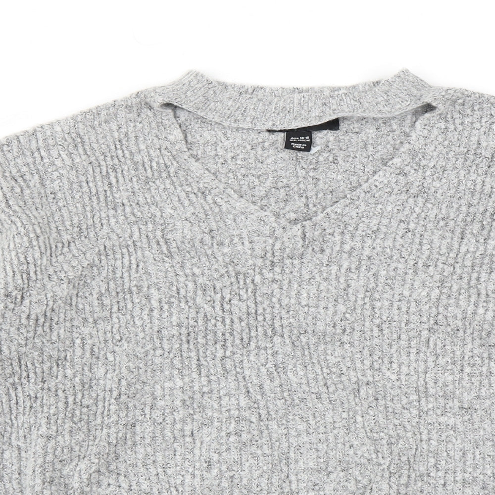 New Look Girls Grey   Pullover Jumper Size 14-15 Years  - Choker style neck