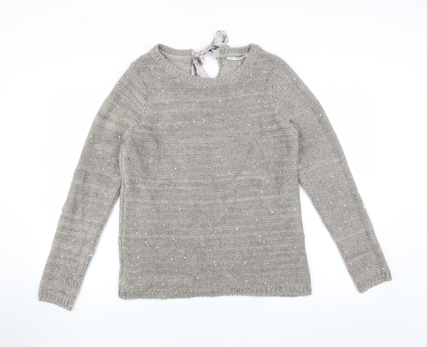 George Womens Grey   Pullover Jumper Size 12  - bow neck detail