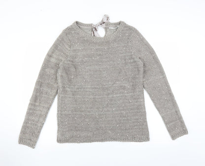 George Womens Grey   Pullover Jumper Size 12  - bow neck detail