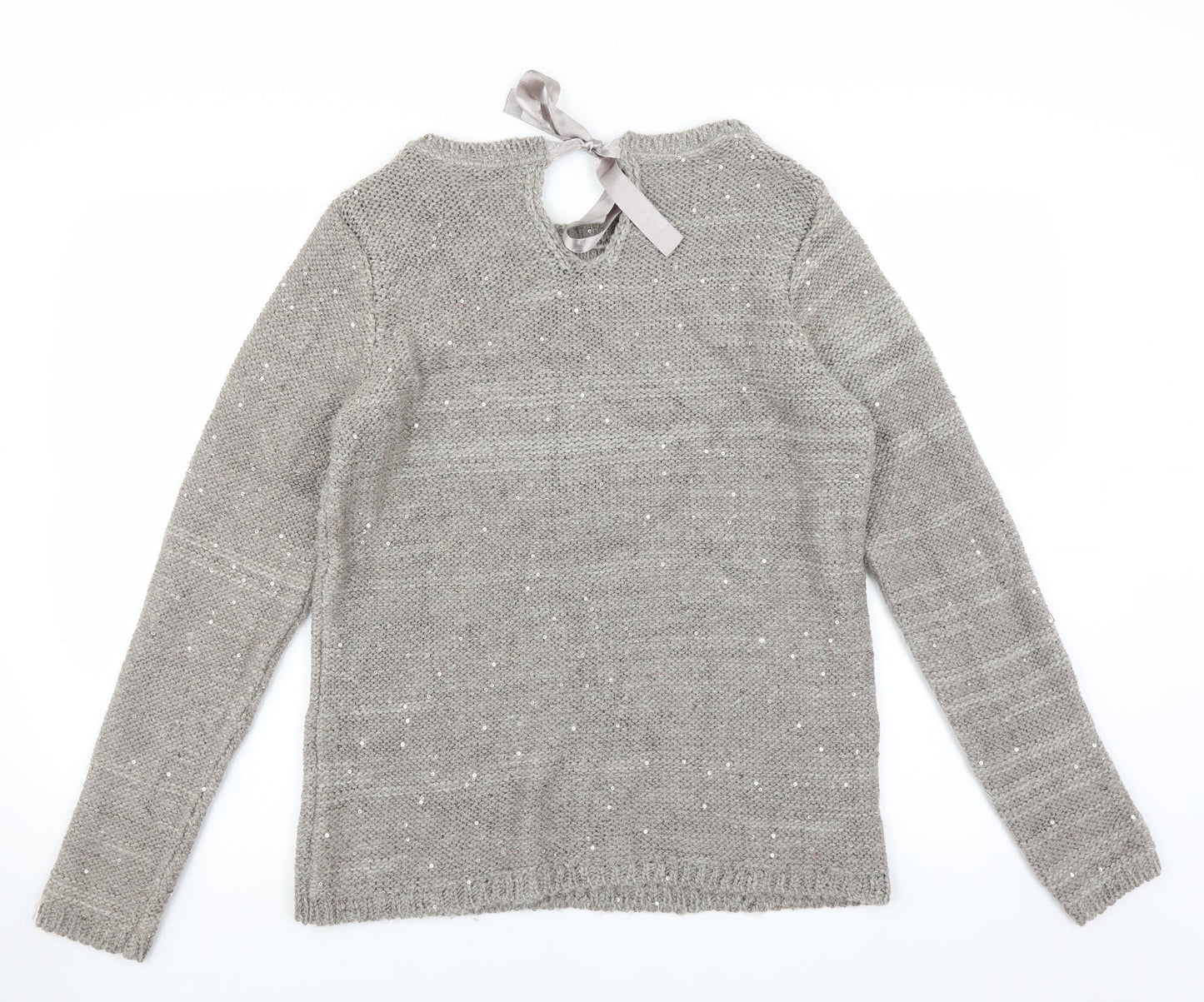 George Womens Grey   Pullover Jumper Size 12  - bow neck detail